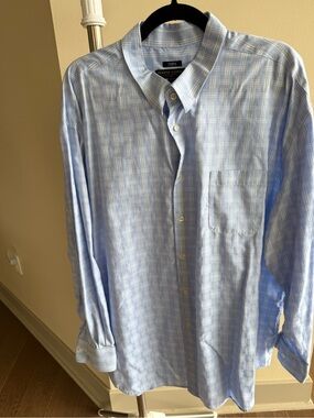 Pronto Uomo Light Blue Plaid Long-Sleeve Button-Down Shirt